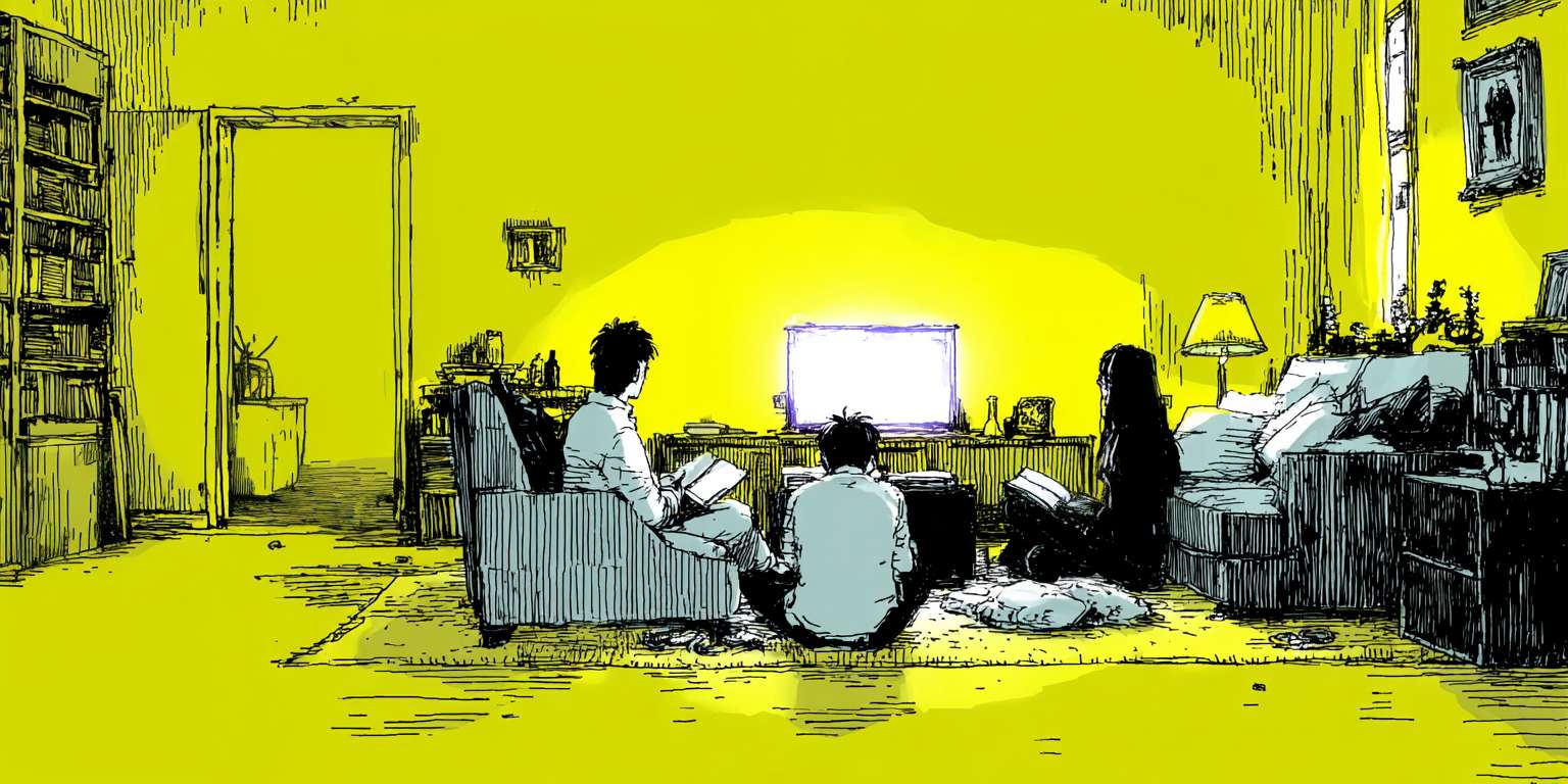 students hanging out by TV